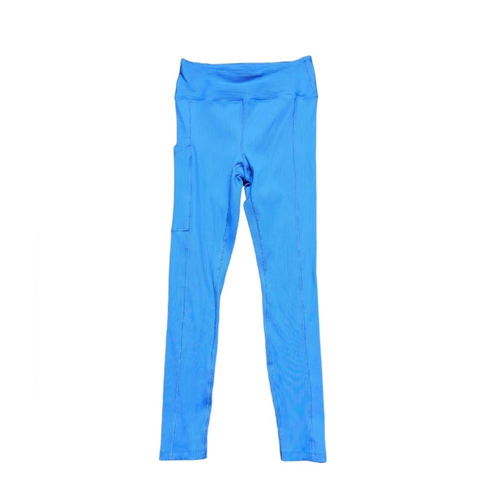 Year Of Ours Ribbed Pocket Leggings Womens Size Large High Waisted Blue Athletic - Picture 2 of 10